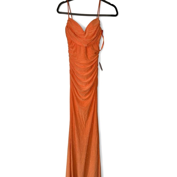 Orange maxi dress with ruched detail and spaghetti straps. Brand new. - Picture 2 of 2